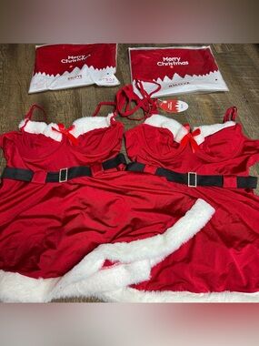 TWO of RSLOVE Santa babydoll Mrs. Claus lingerie dress size M